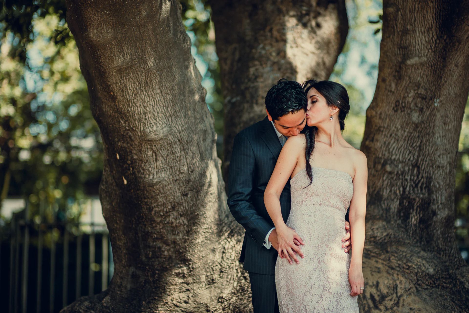 Retrato de boda con edición cinematográfica