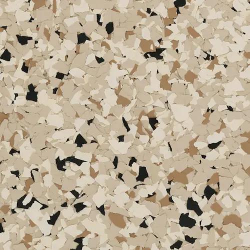 A color sample with black, light tan, and tan speckles