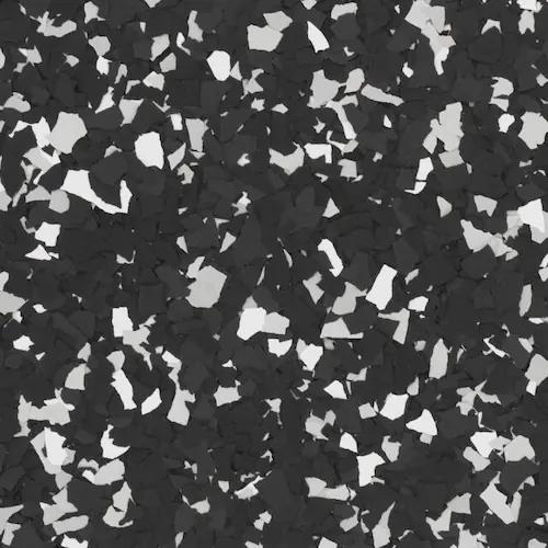 A color sample with black and white speckles