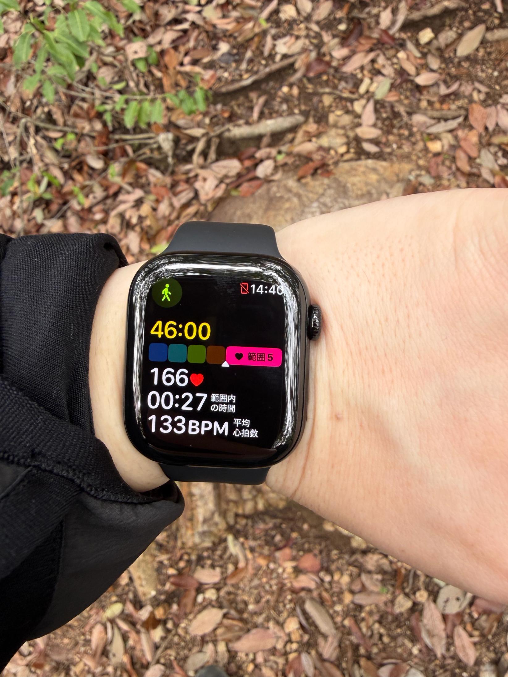 Apple Watchに表示された心拍数166BPM