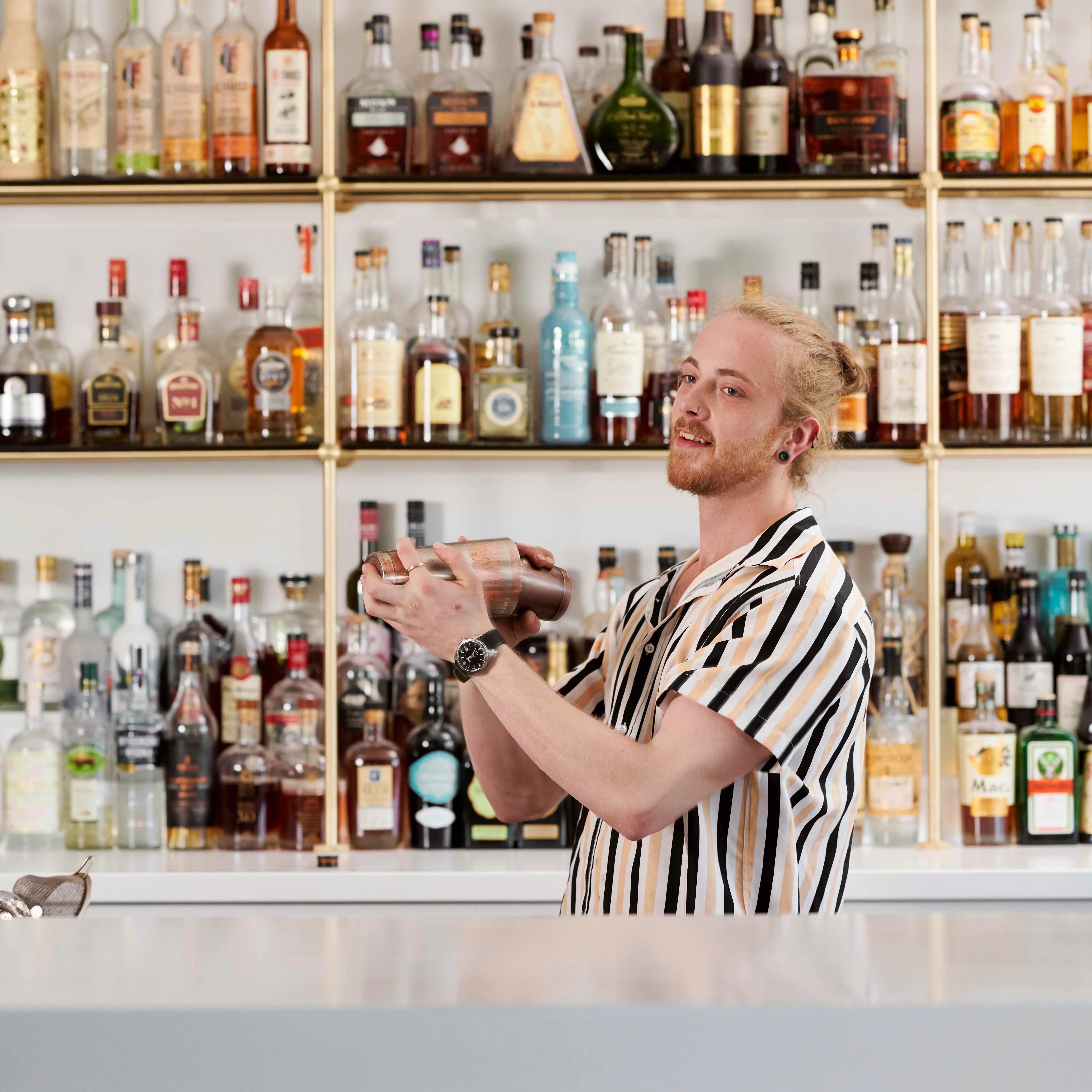 Bartender shaking cocktail