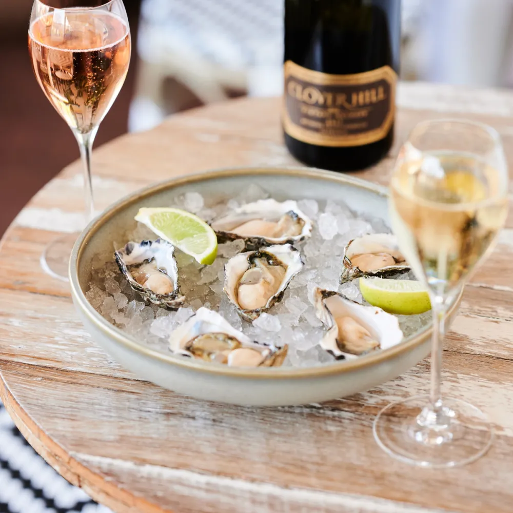 Oysters and sparkling at Highball