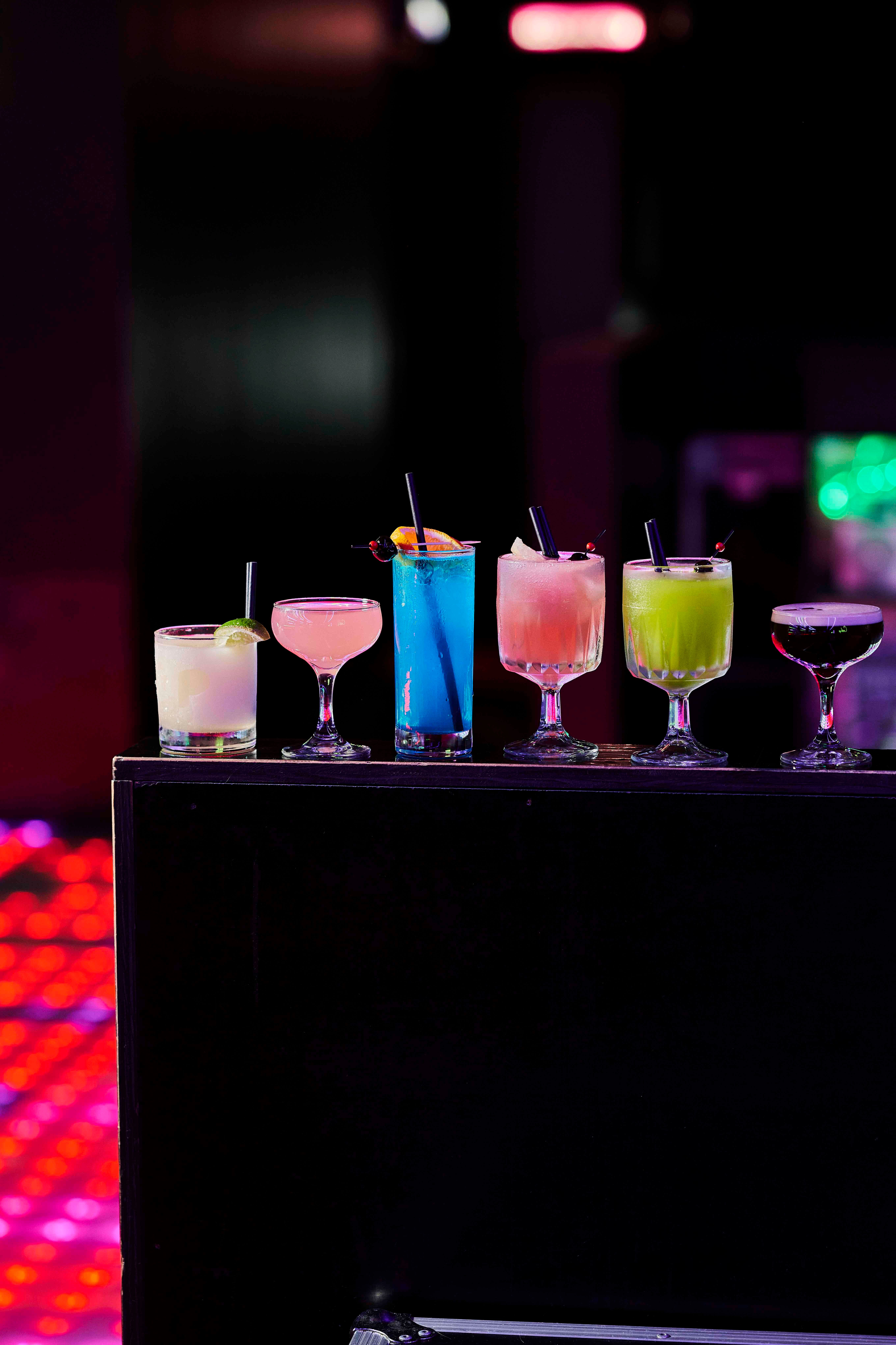 Colourful cocktail lineup