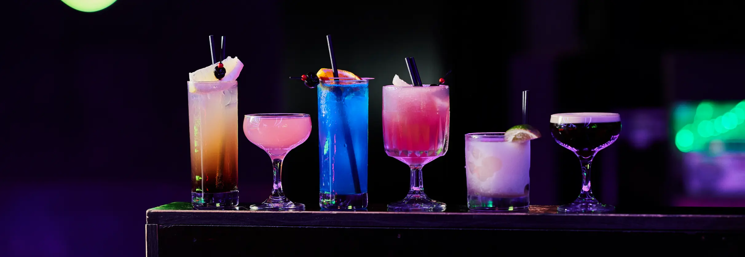 Colourful cocktail lineup