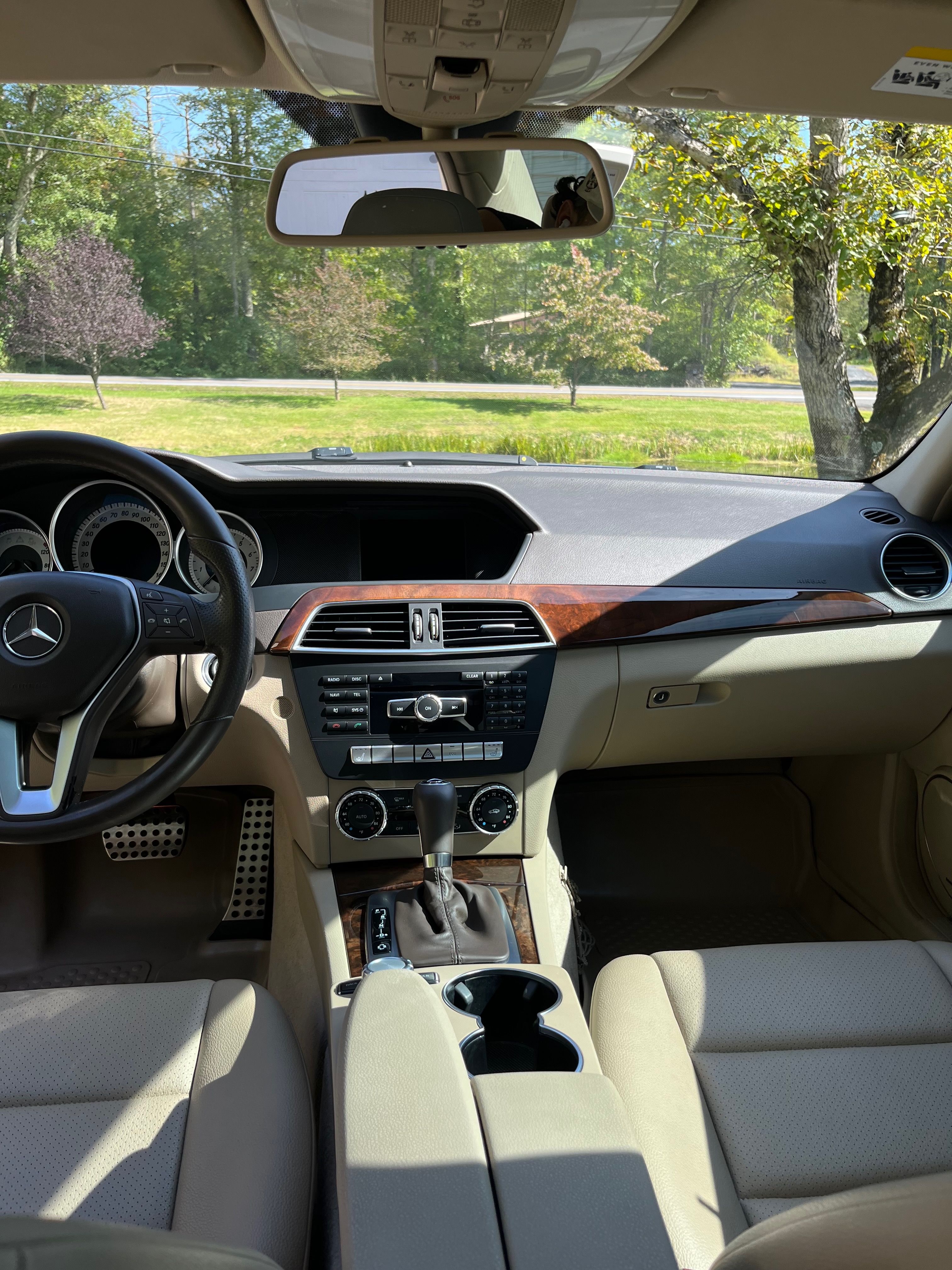 Interior of a Mercedes-Benz C300. The interior is freshly detailed.
