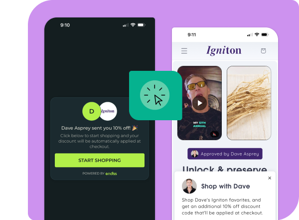 Image showing a smart link from Endlss taking a user to a Creative Commerce site
