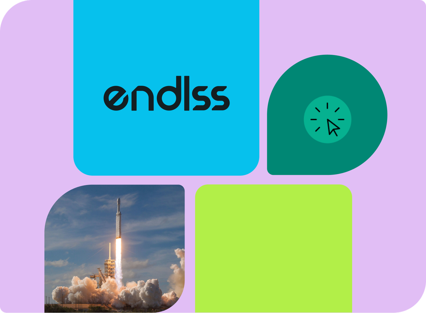 Endlss logo and image of Rocket taking off.
