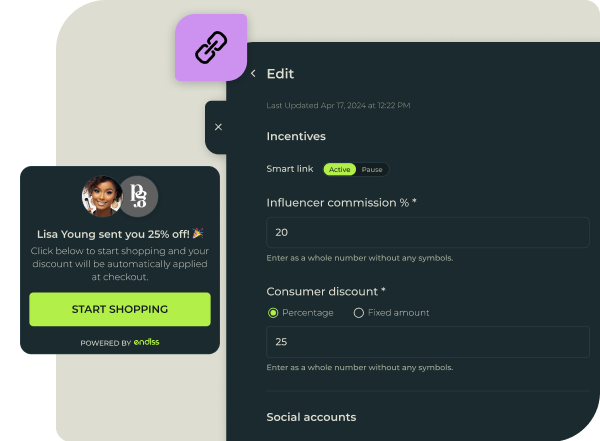 Image showing setting up Smart Affiliate Links on Endlss.