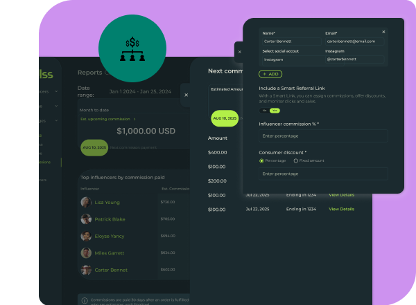 Image showing commission payouts on Endlss