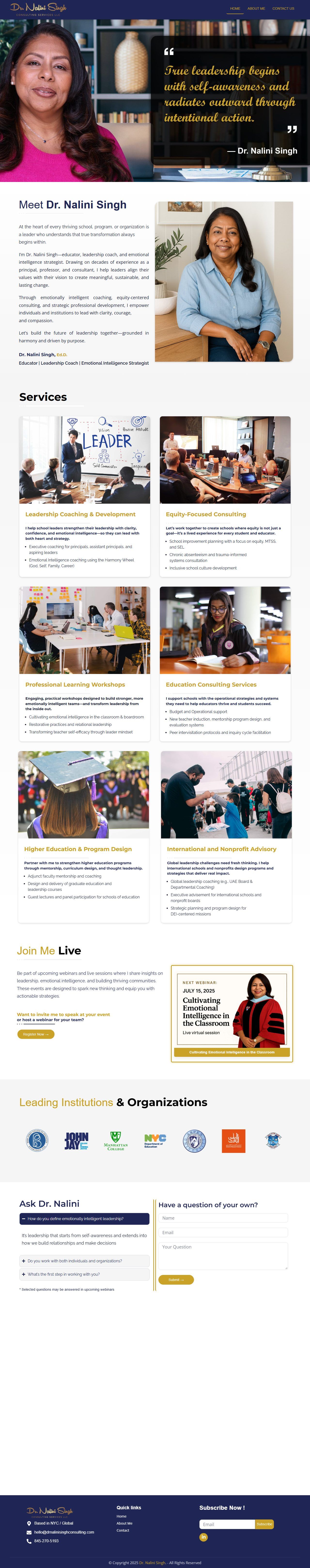 Dr. Nalini Singh Consulting – Personal Brand & Consulting Website – Home (desktop)
