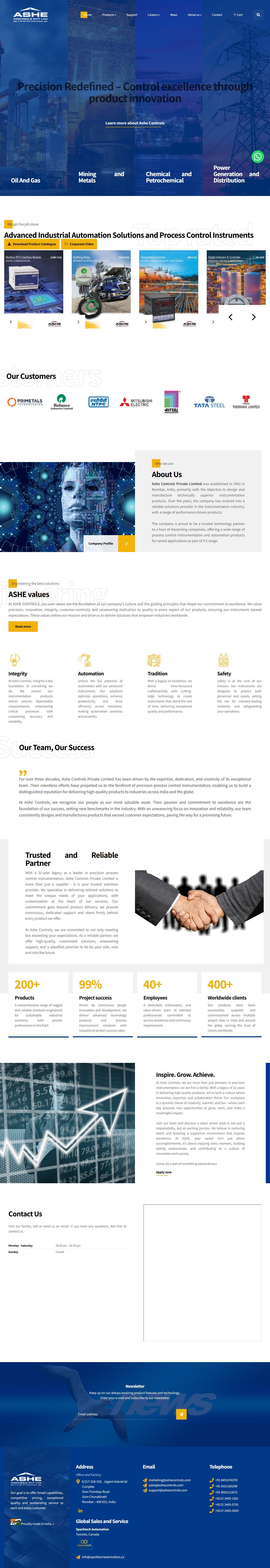 Ashe Controls – Robotic Automation & Control Panel Website – Home (desktop)
