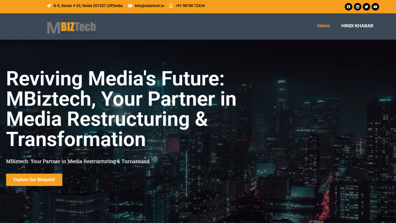 MBIZTech Consulting – Corporate Website Development – Screen 1 (desktop)