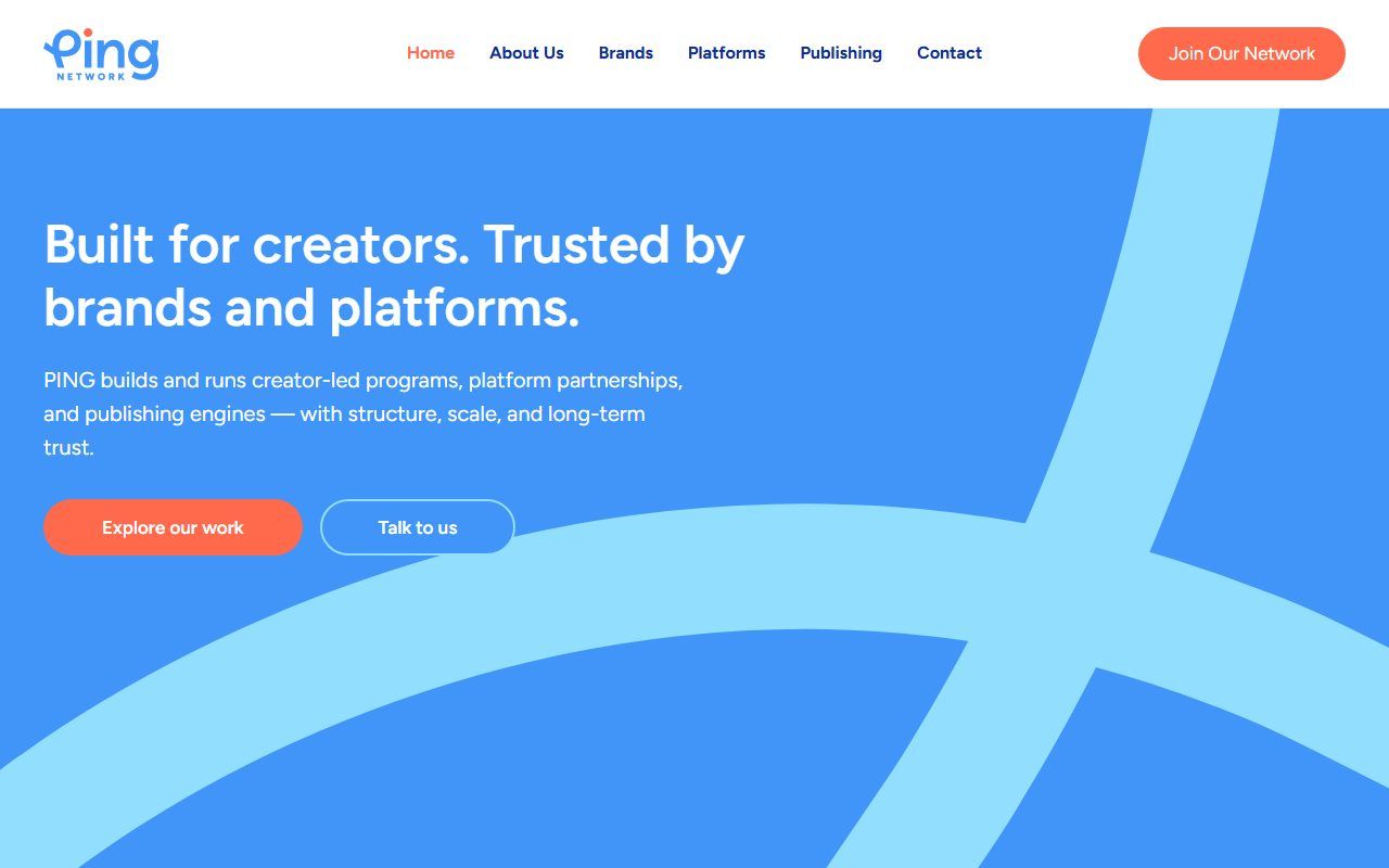 Ping Network – Creator Network & Brand Partnerships Website (2026 Redesign)