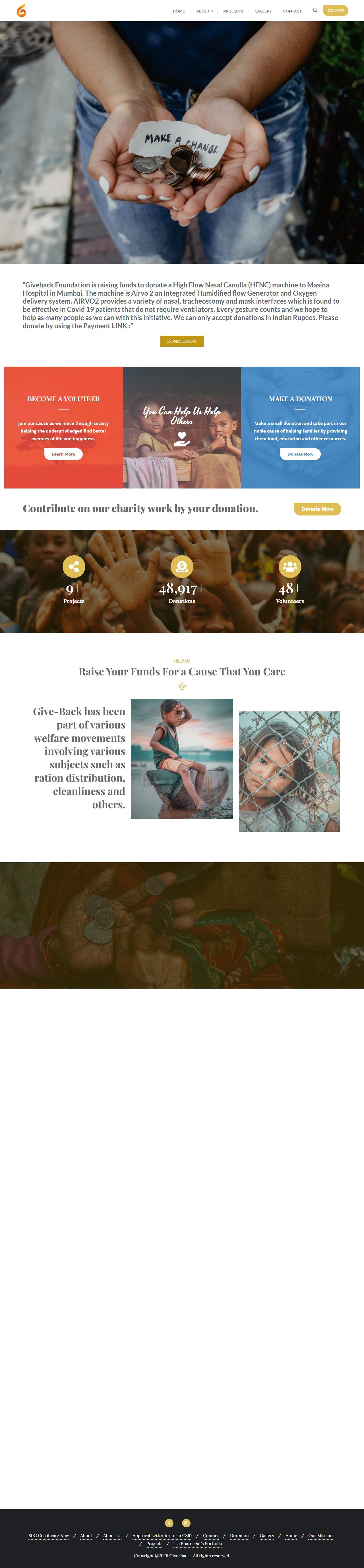 Give-Back Organisation – NGO / Non-profit Website – Home (desktop)