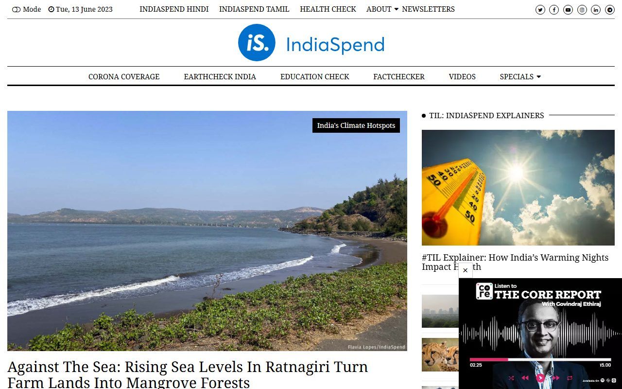 IndiaSpend (now ISignal) – Data Journalism News Website