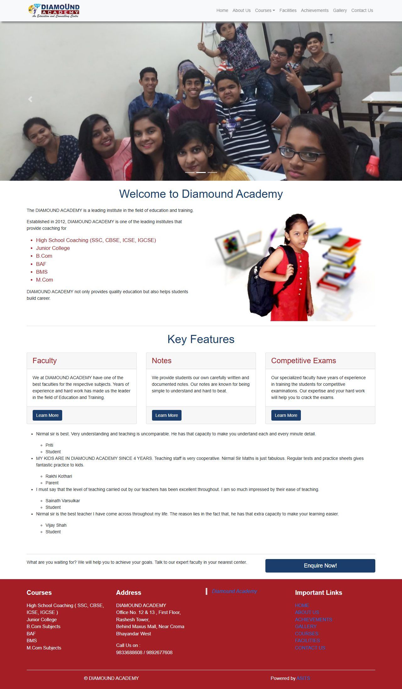 Diamound Academy – Education Website – Home (desktop)