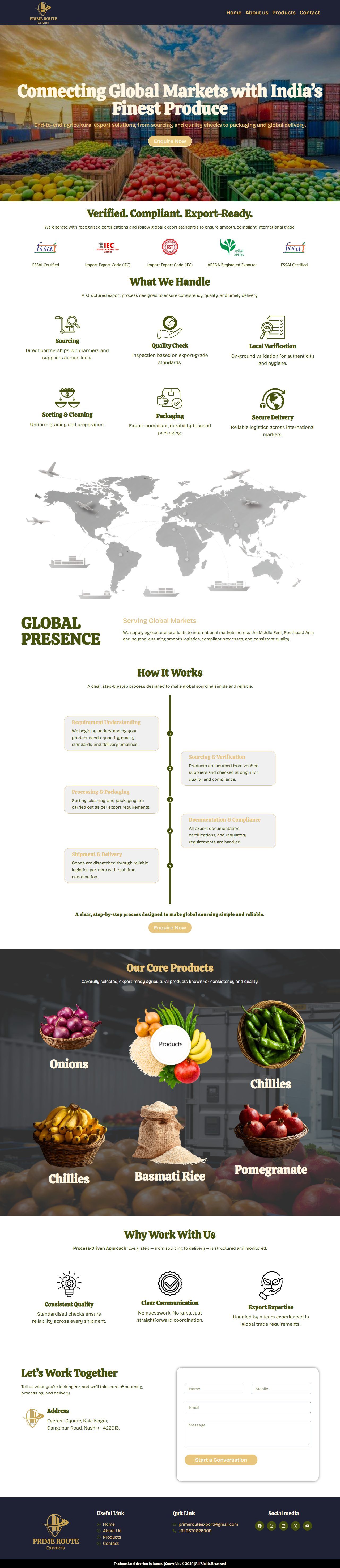 Prime Route Exports – Import & Export Company Website – Home (desktop)
