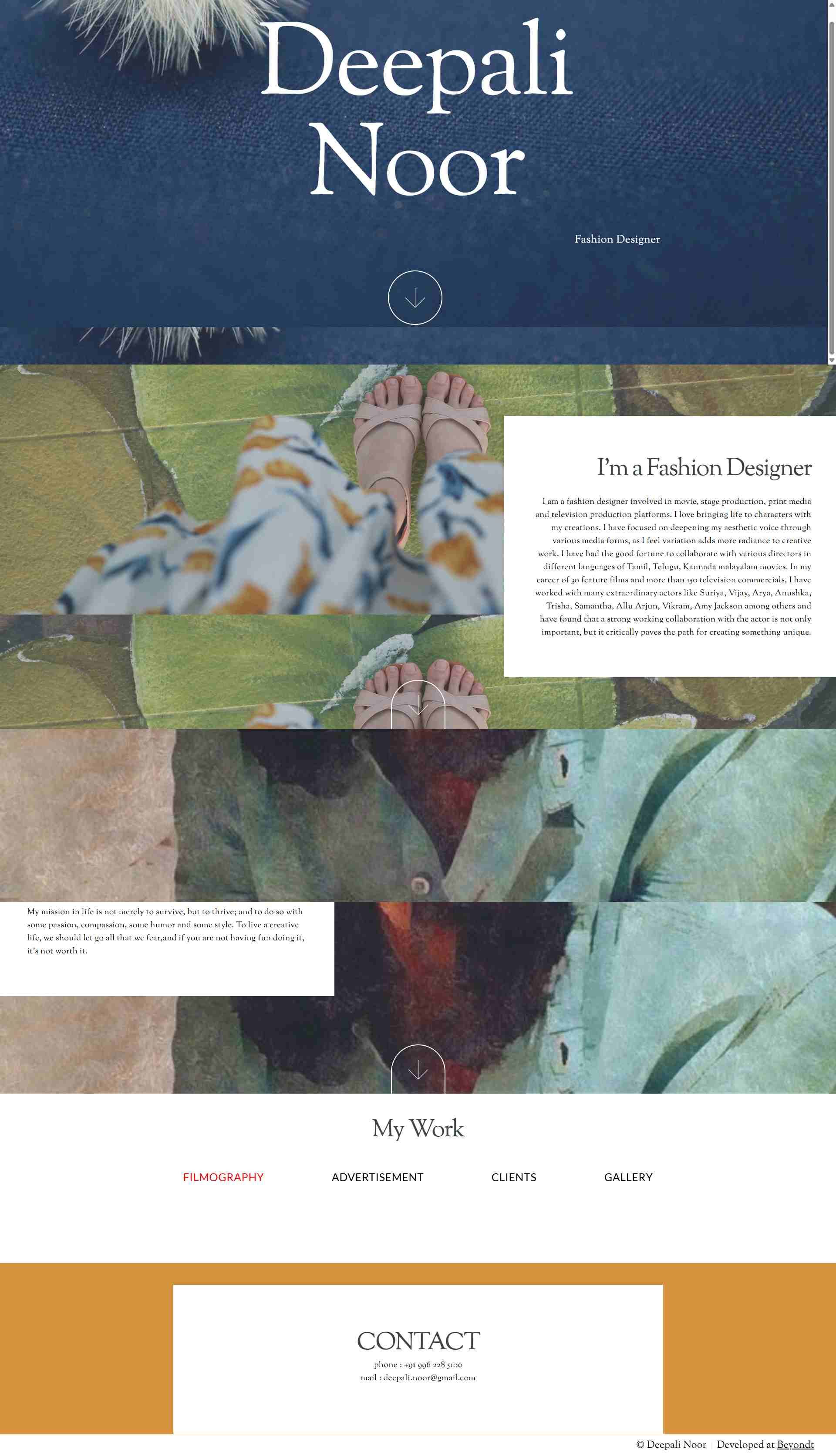 Deepali Noor – Fashion Designer Portfolio Website – Home (desktop)