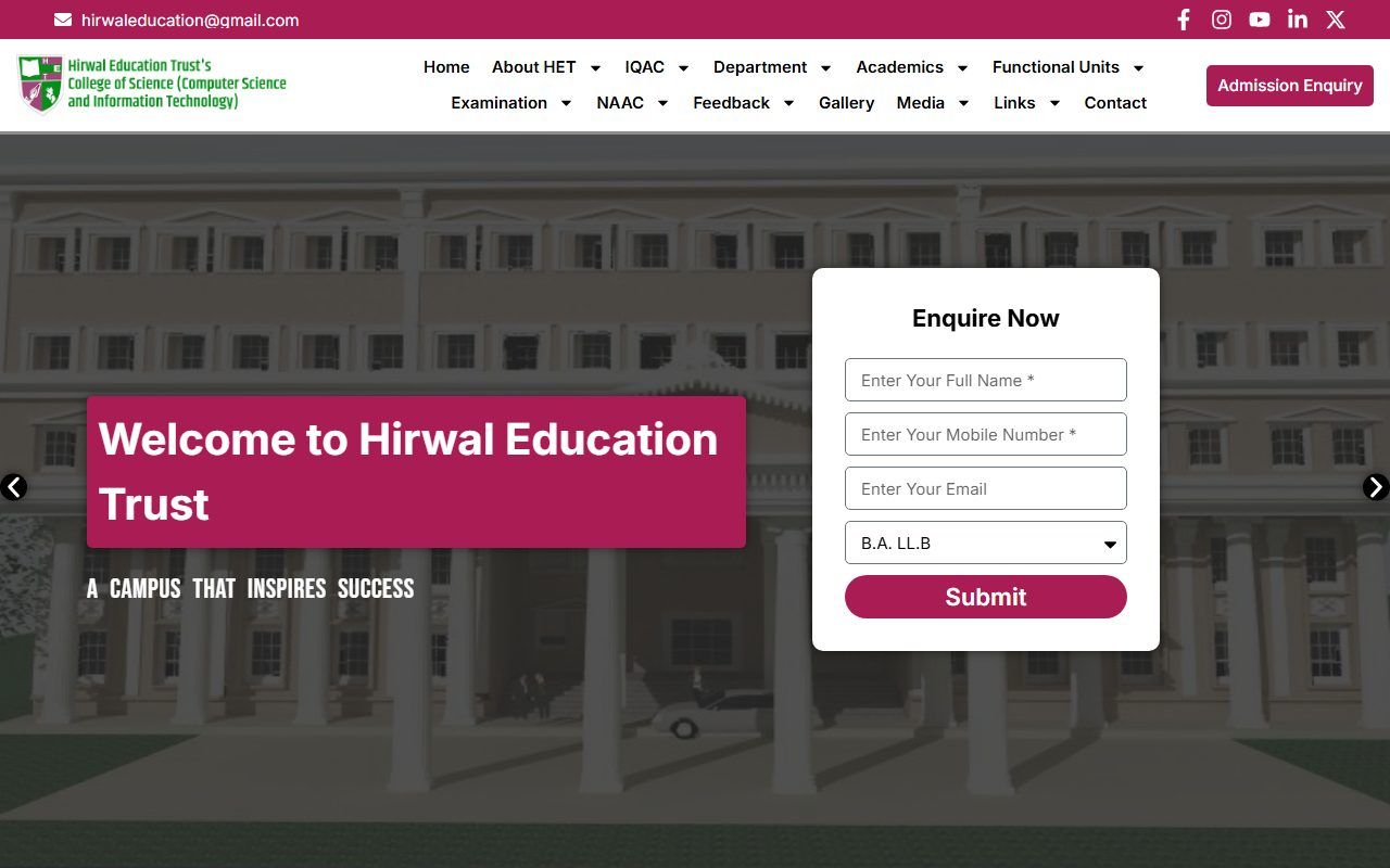 Hirwal Education Trust – School & Trust Website Redesign