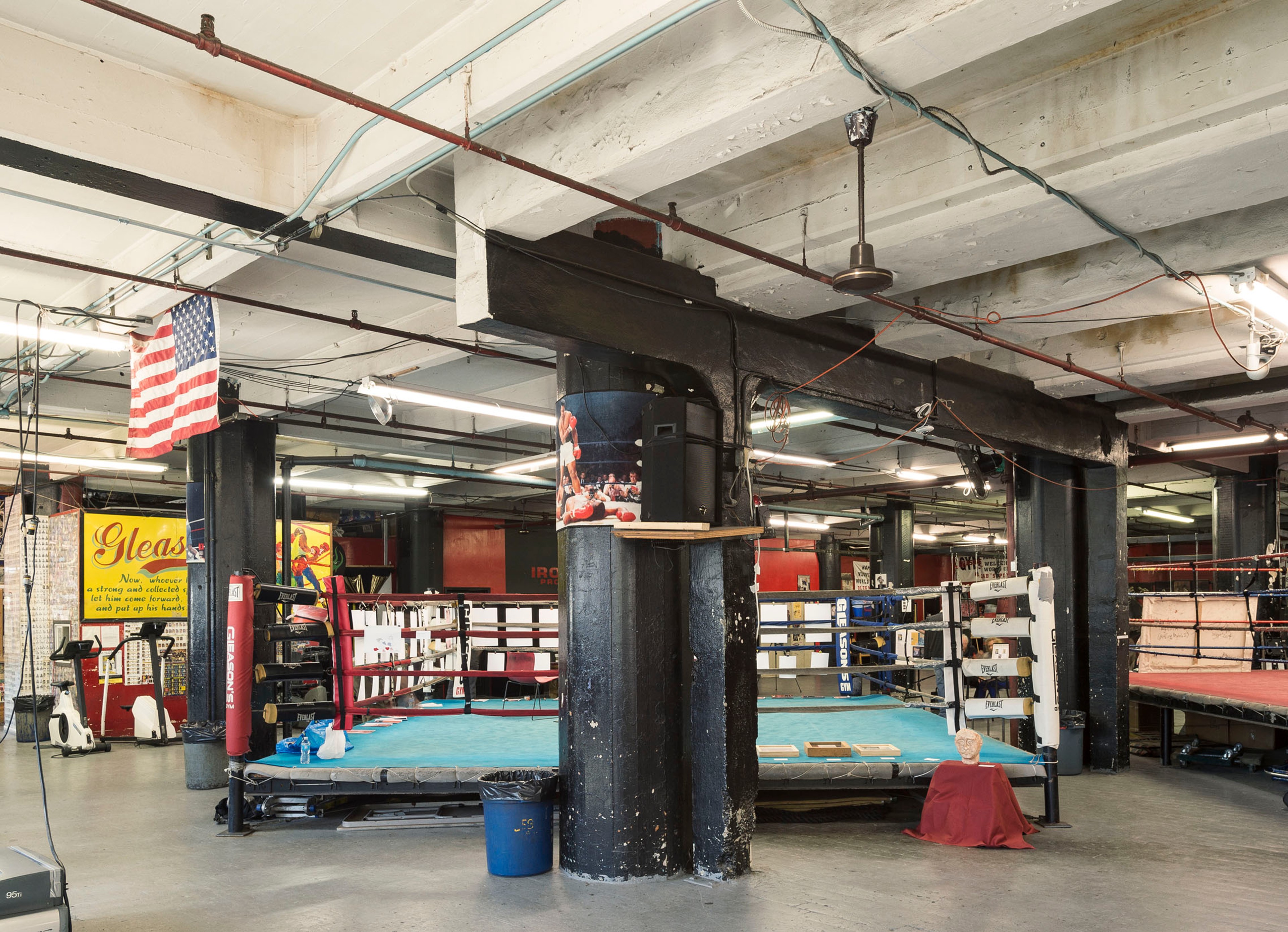 Interior of Gleasons gym with boxing ring