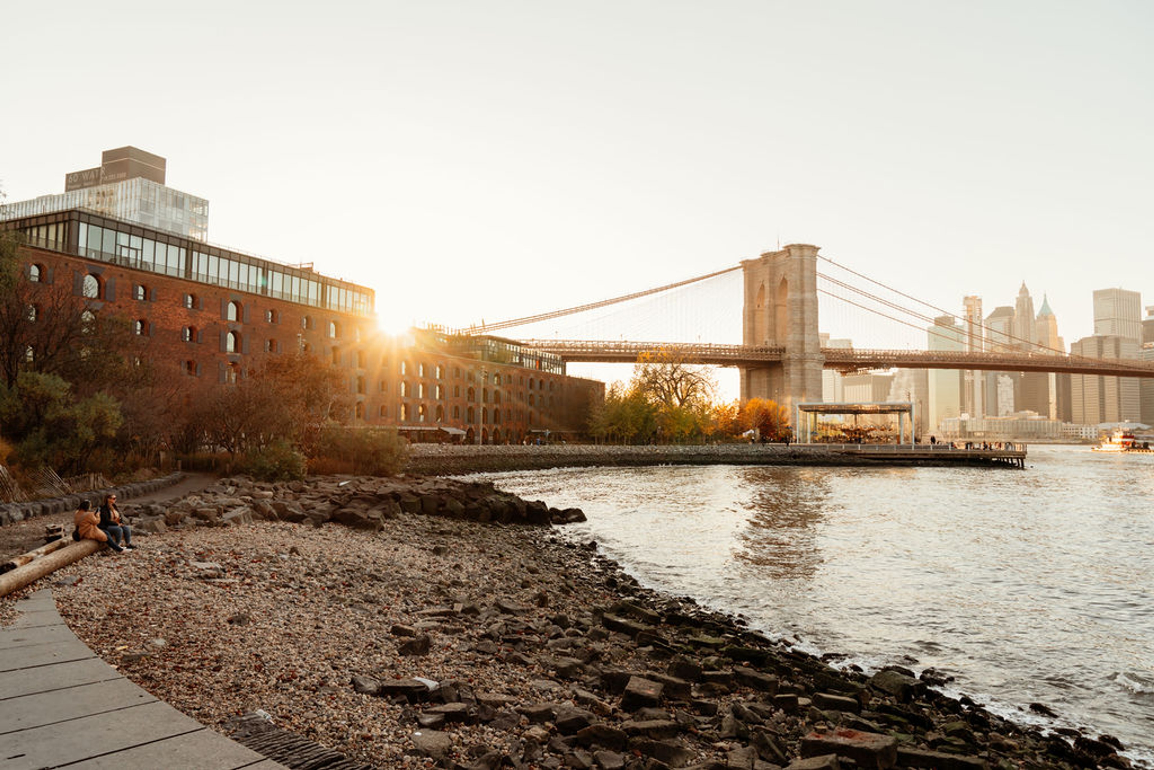 View of Brooklyn Bridge and Jane's Carousel in the fall