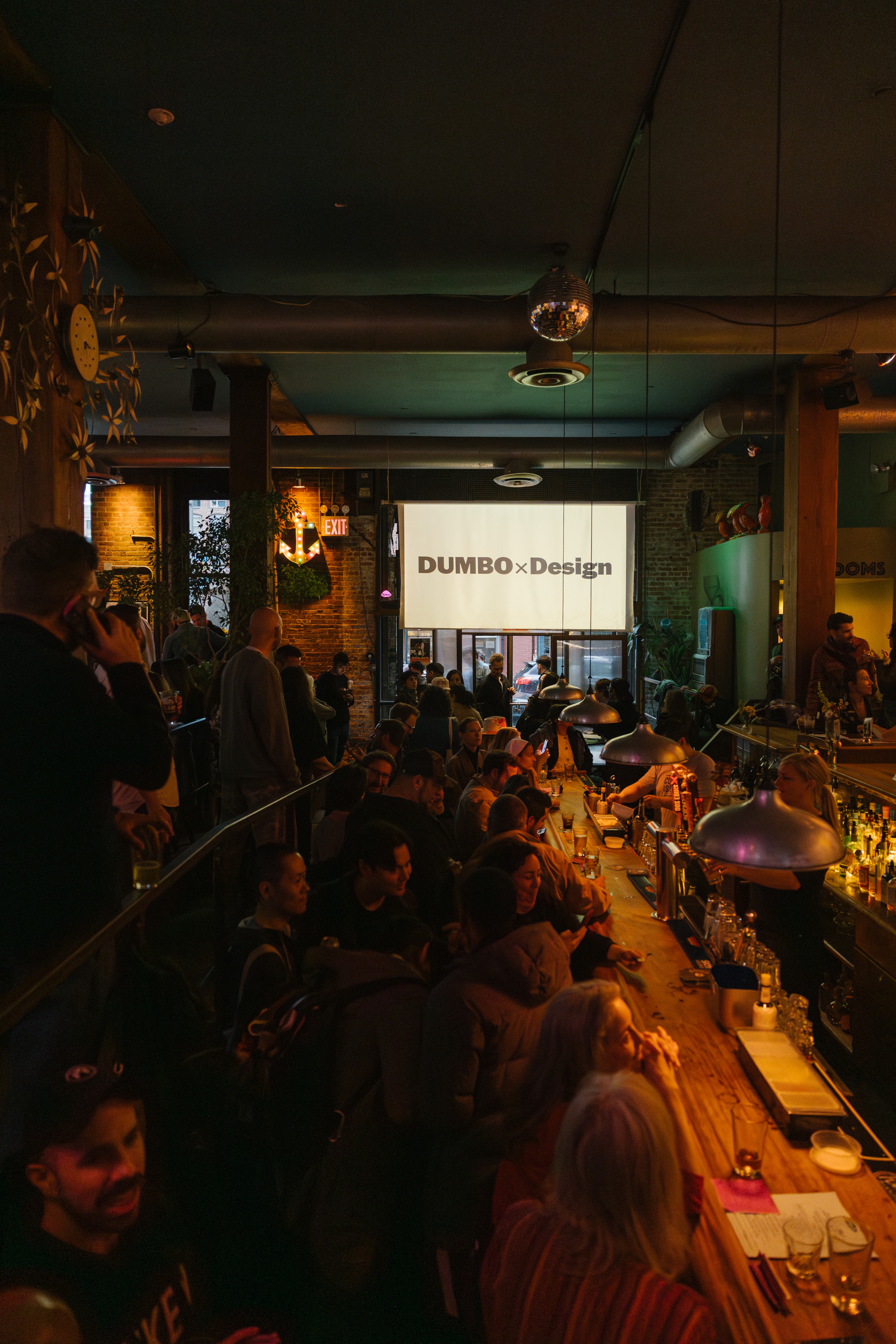 View of evening party at Superfine