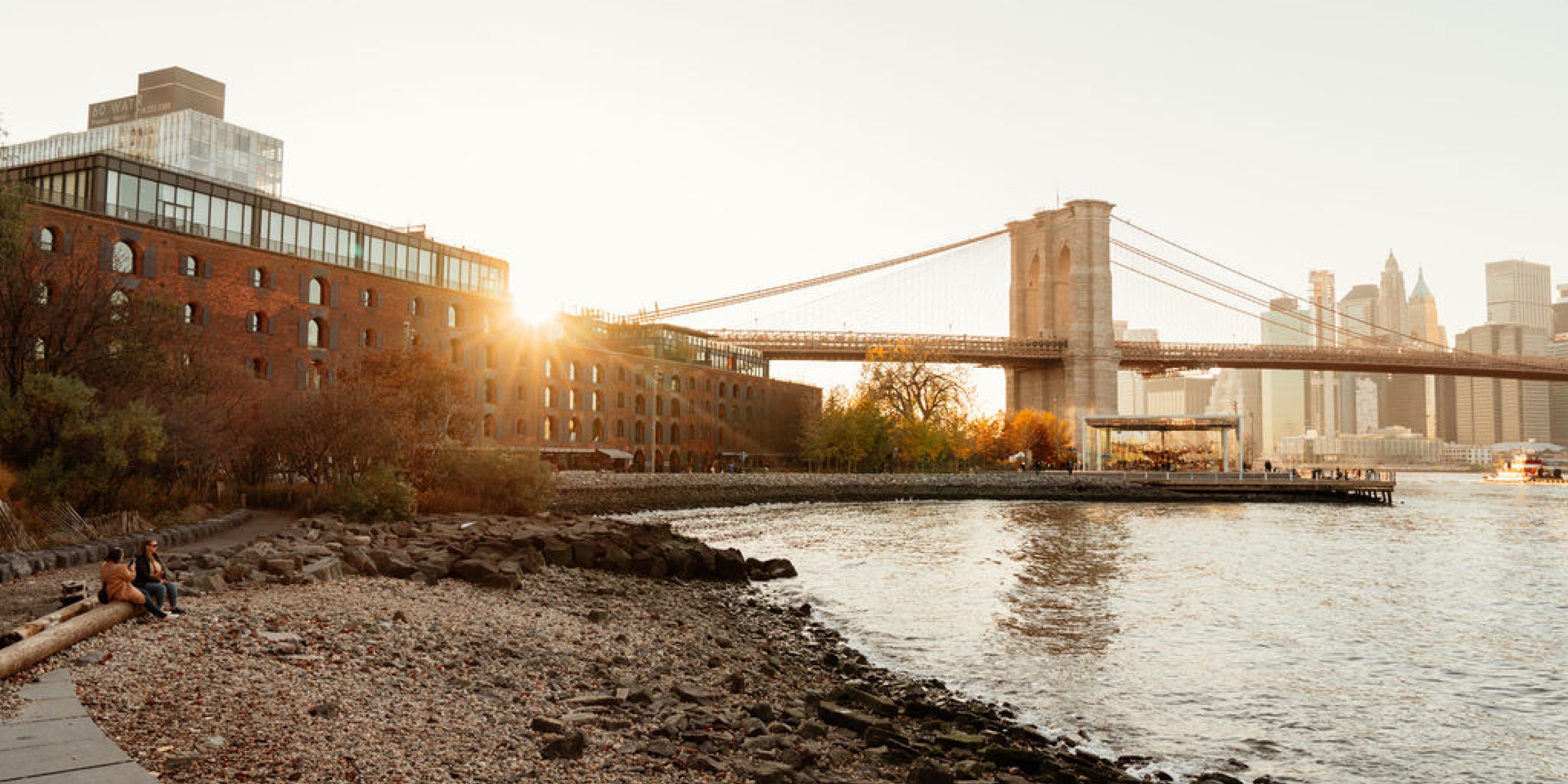Brooklyn Bridge View from Dumbo with sun setting