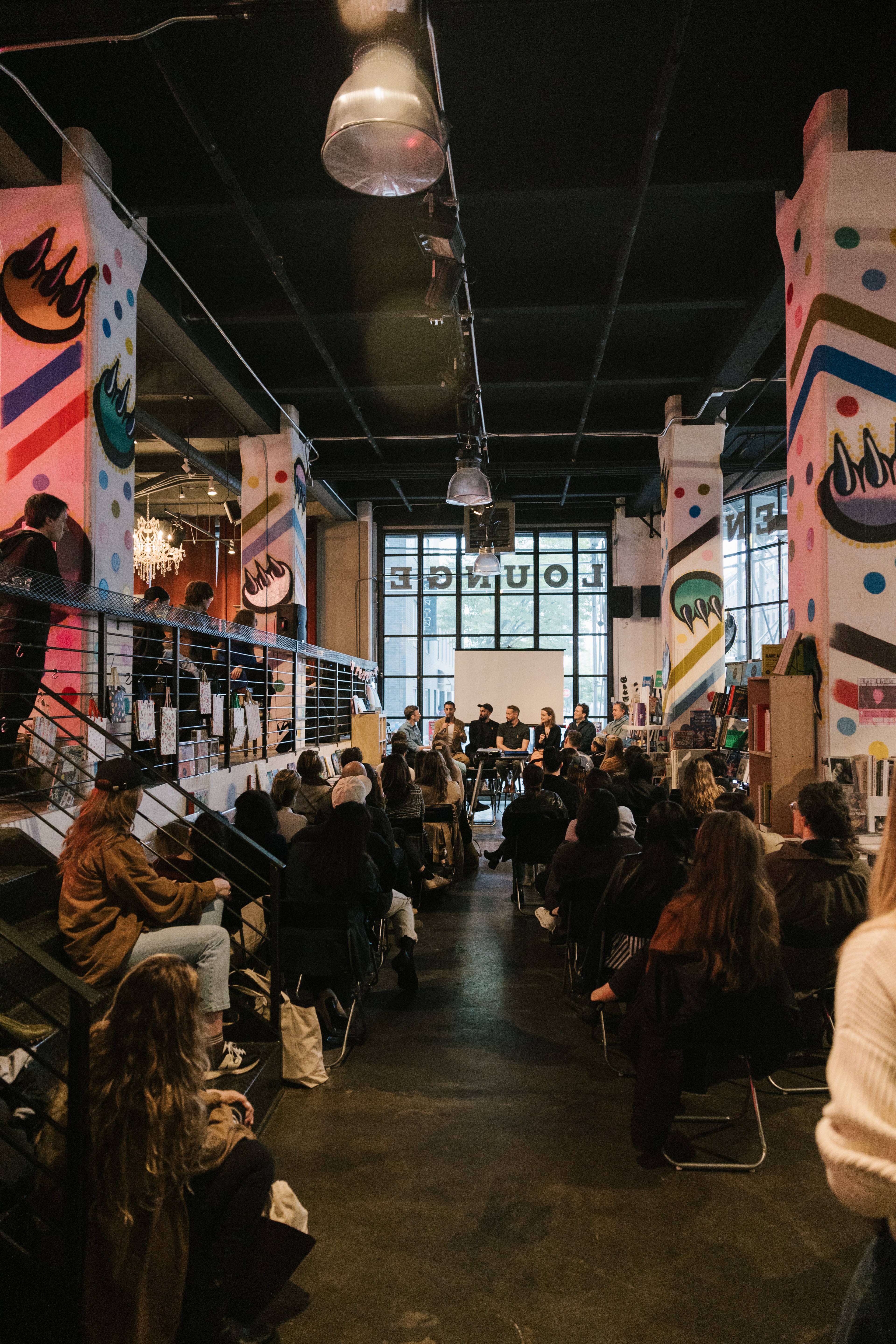 People seated at a book talk