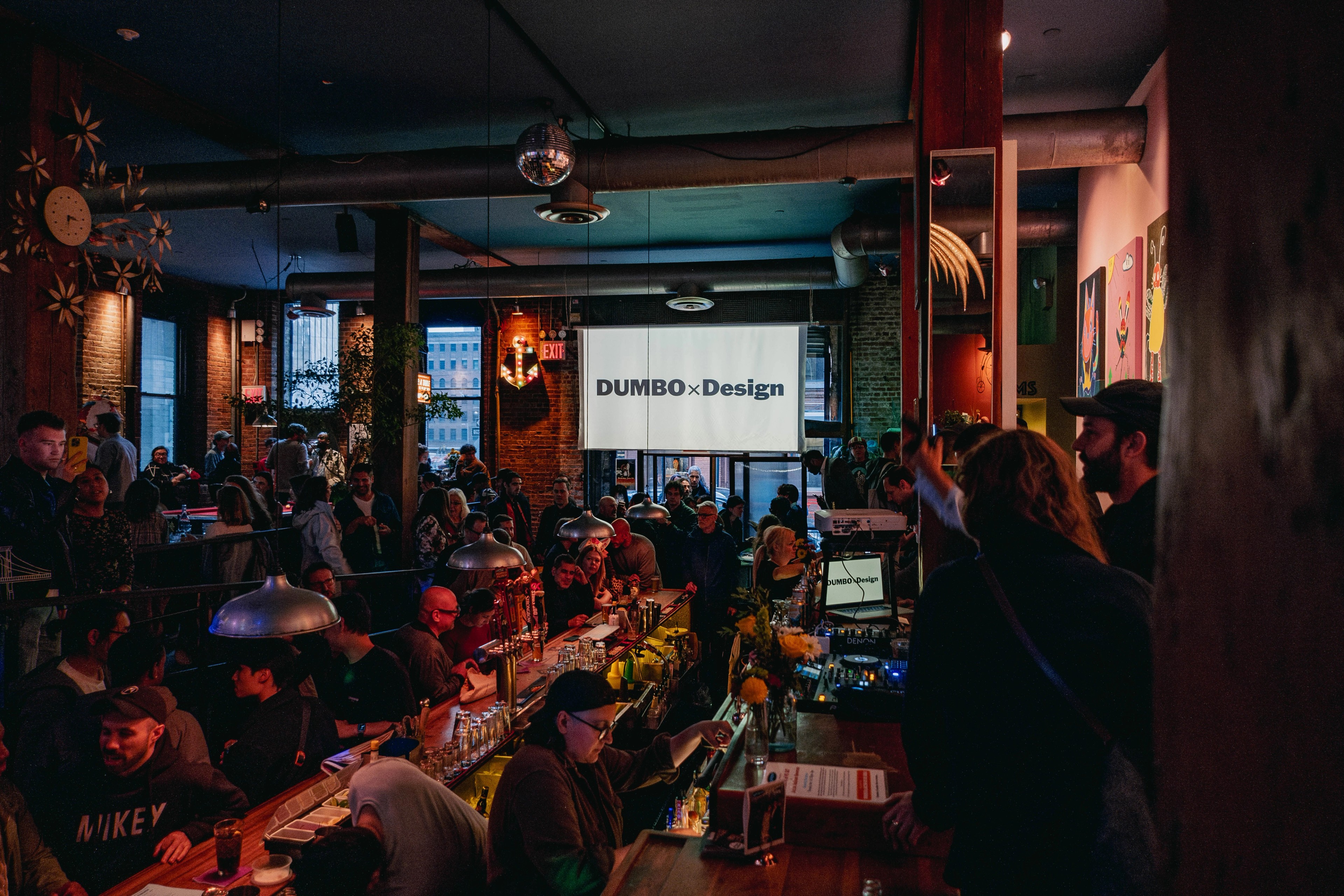 View of evening party at Superfine