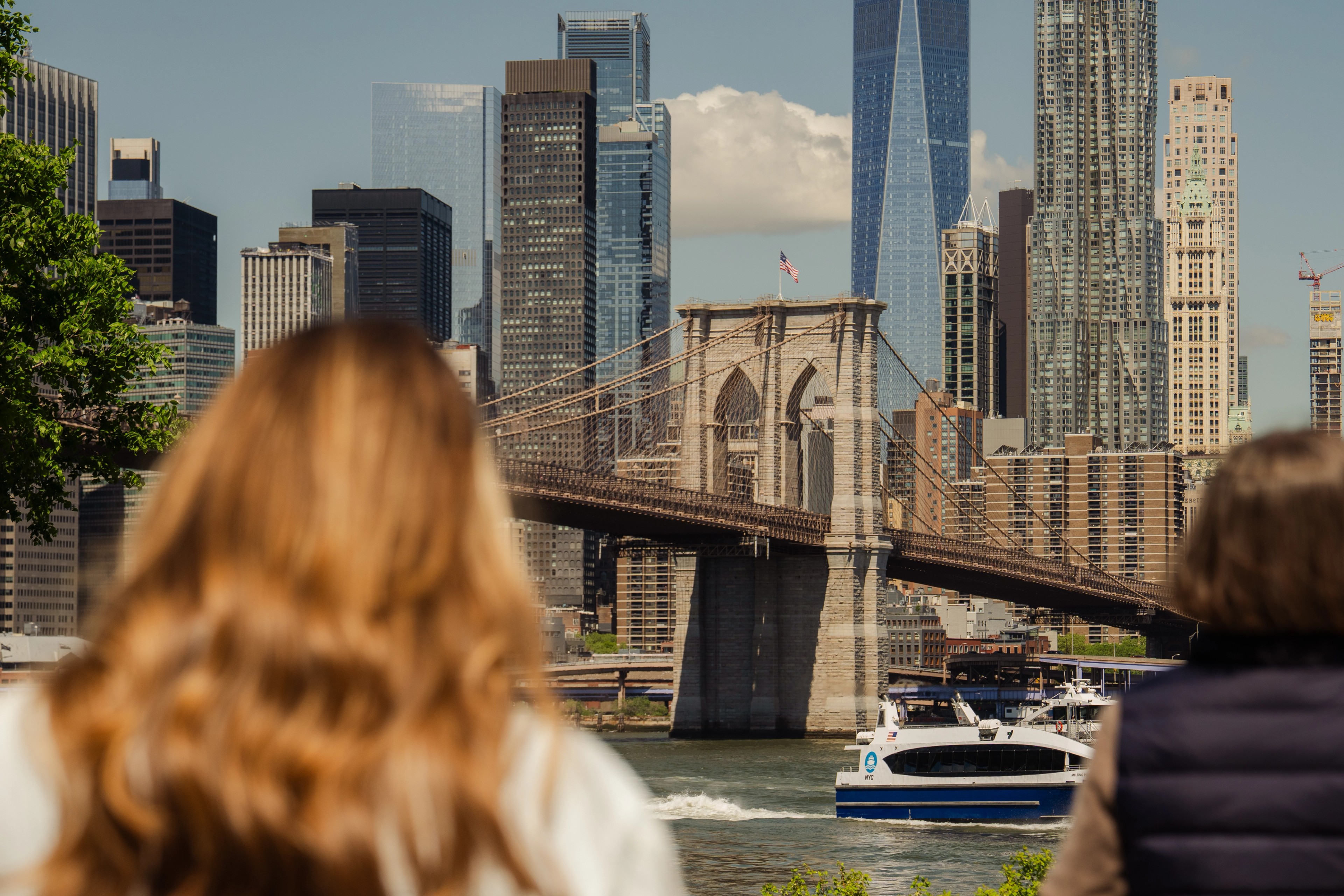 View of the NYC ferry from DUMBO