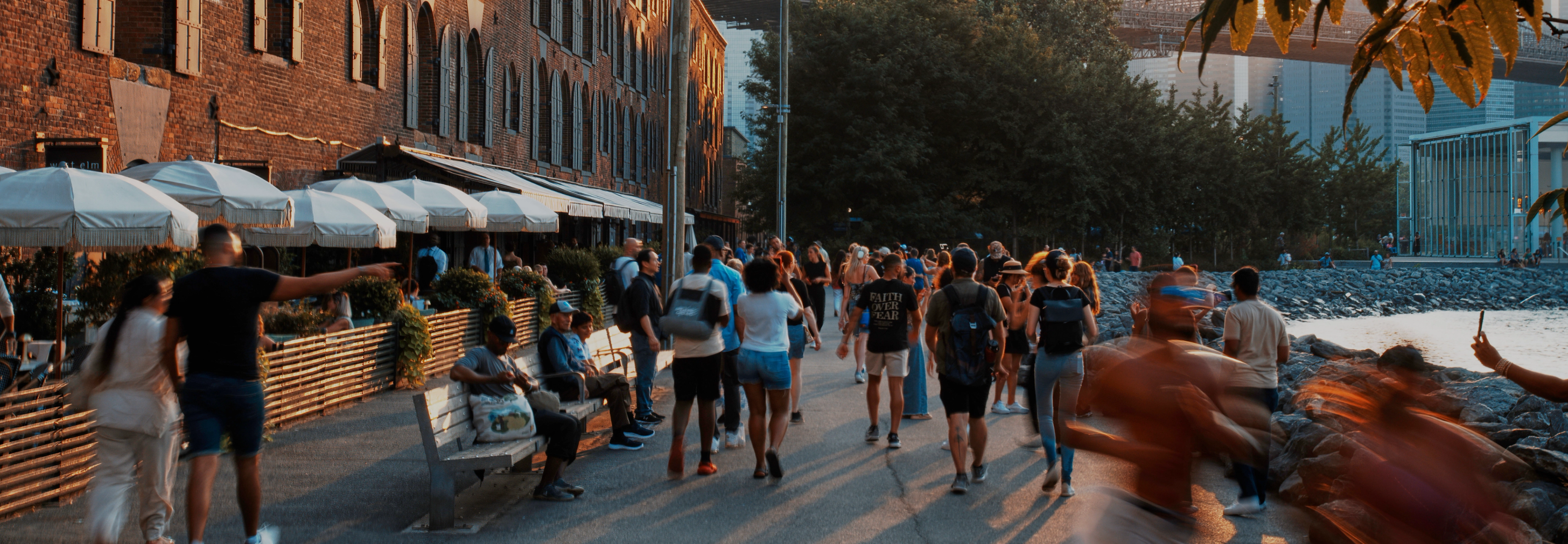 People walking in a neighborhood