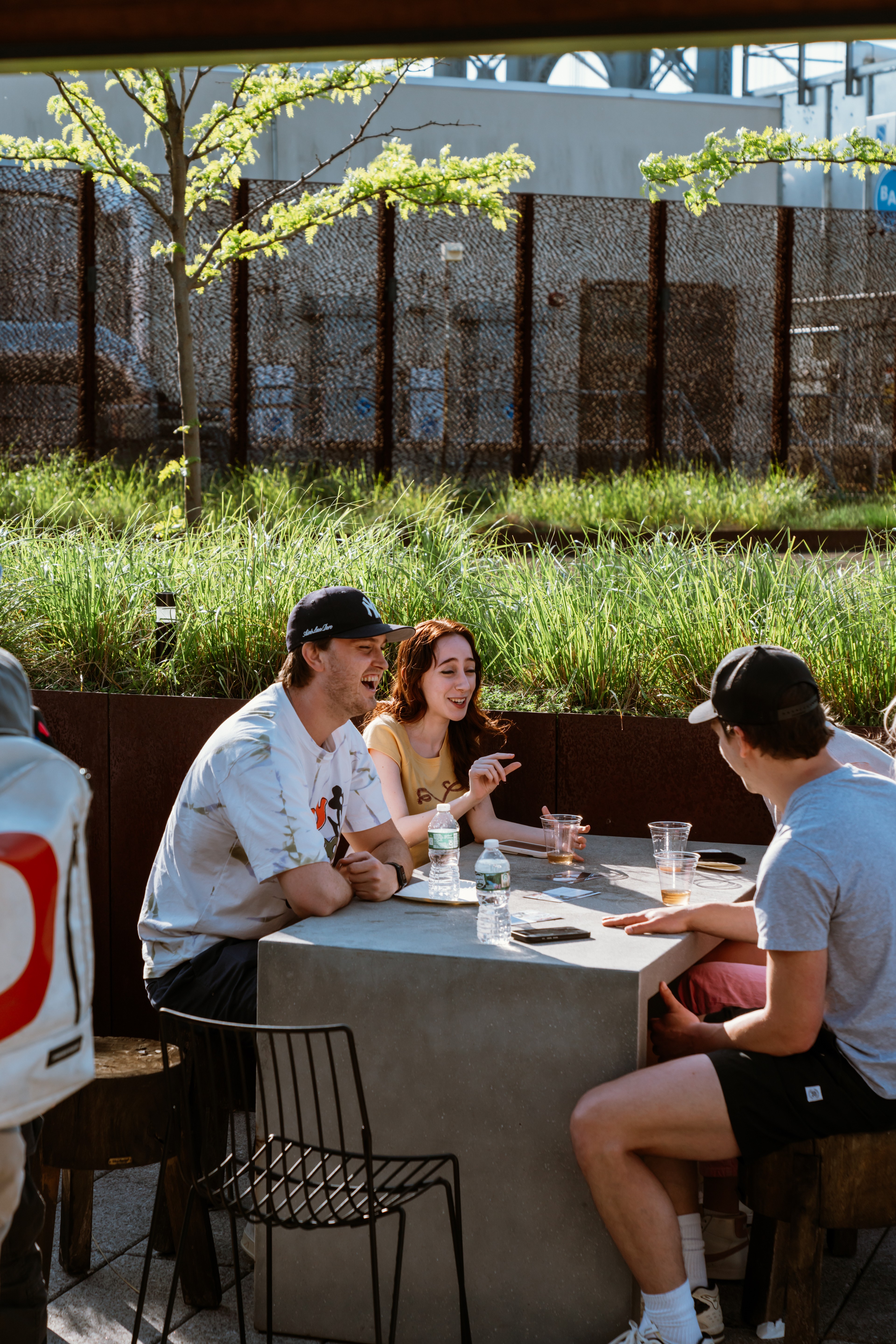 People eating outside