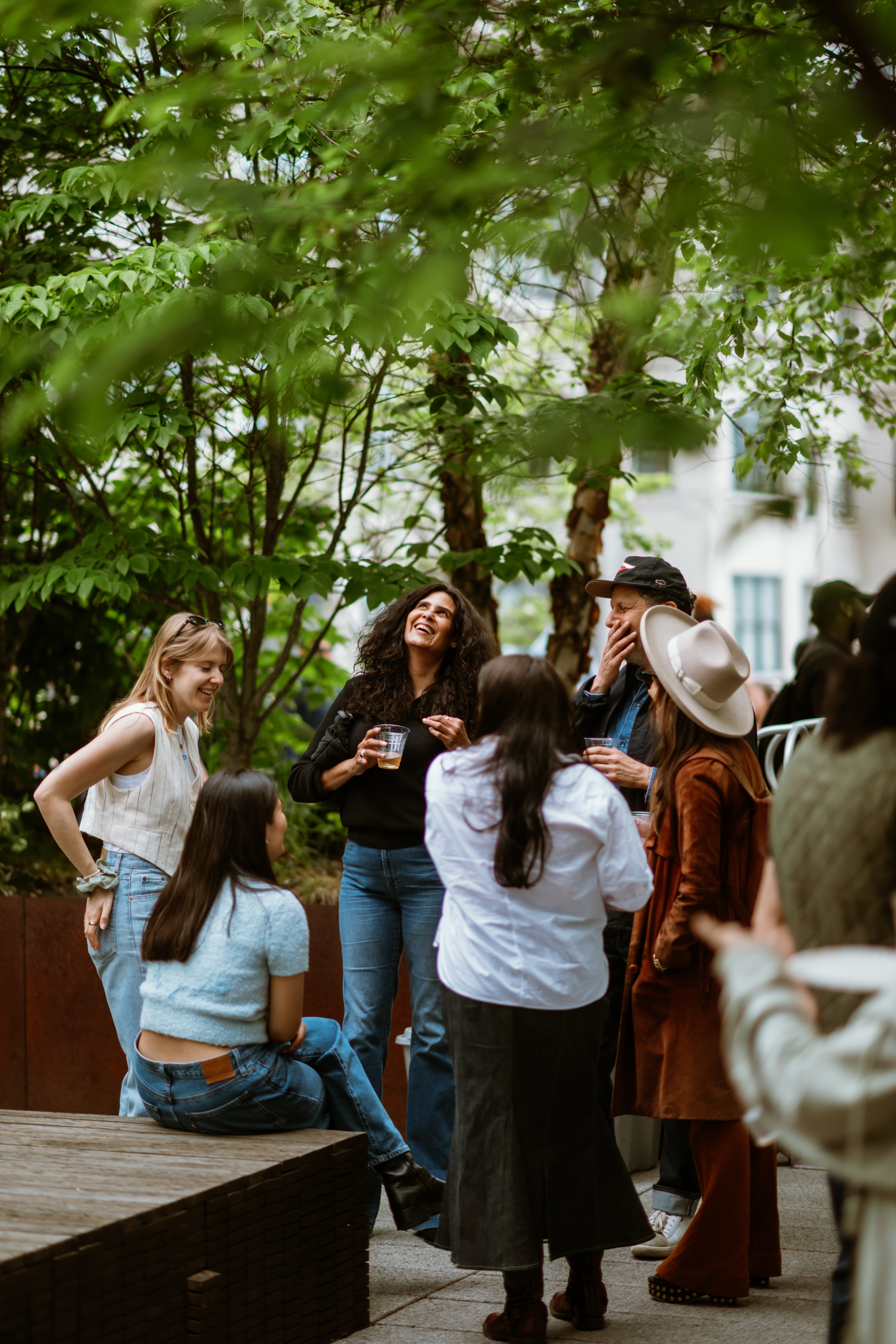 people on an office rooftop