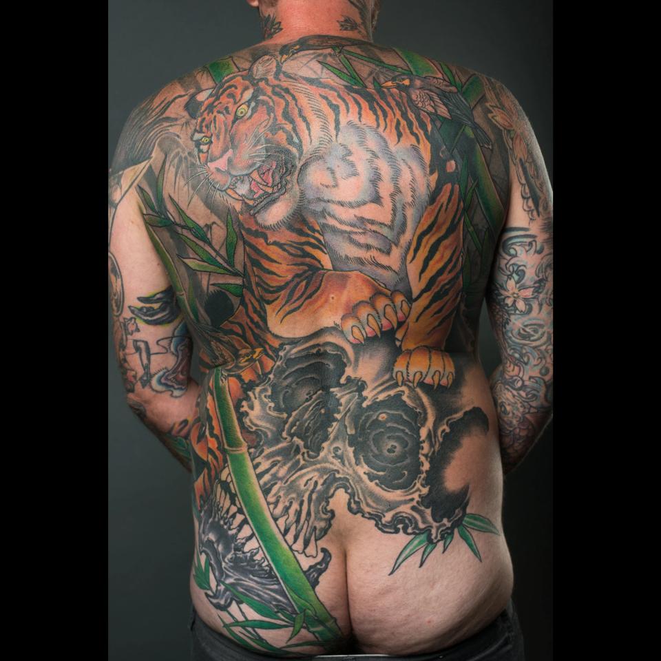 Tiger back piece tattoo