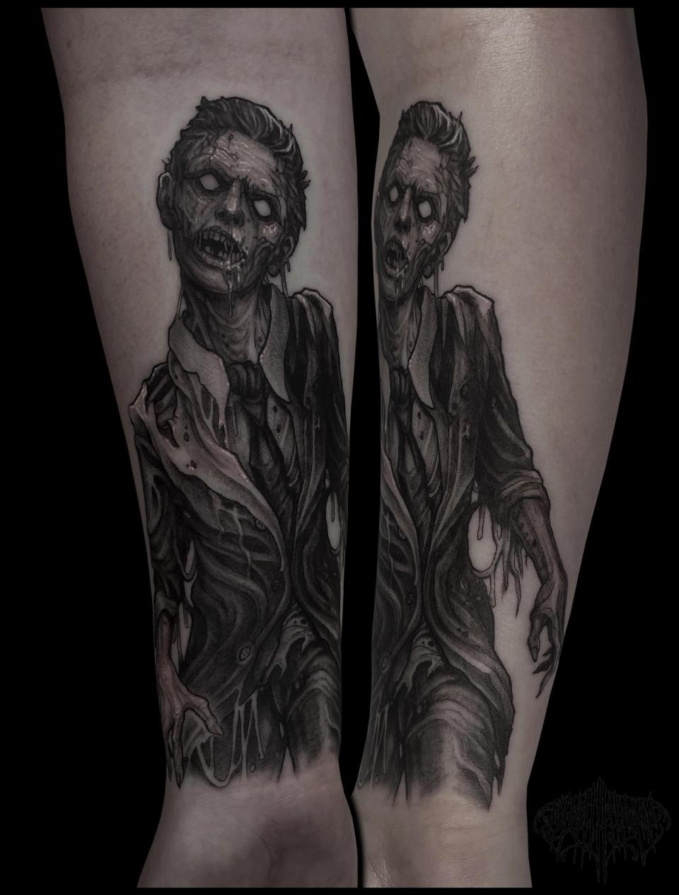 BNG Zombie forearm tattoo