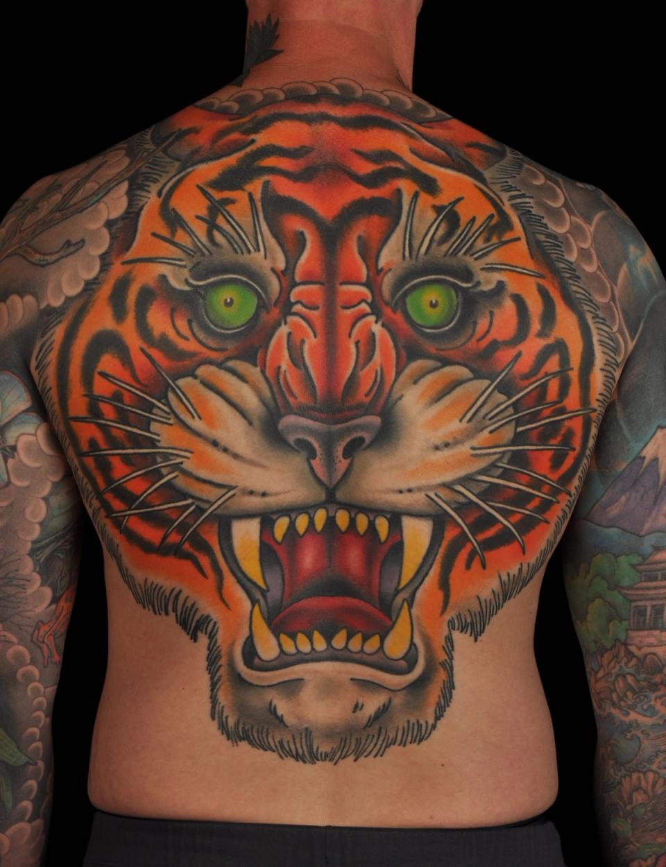 Tiger back piece tattoo