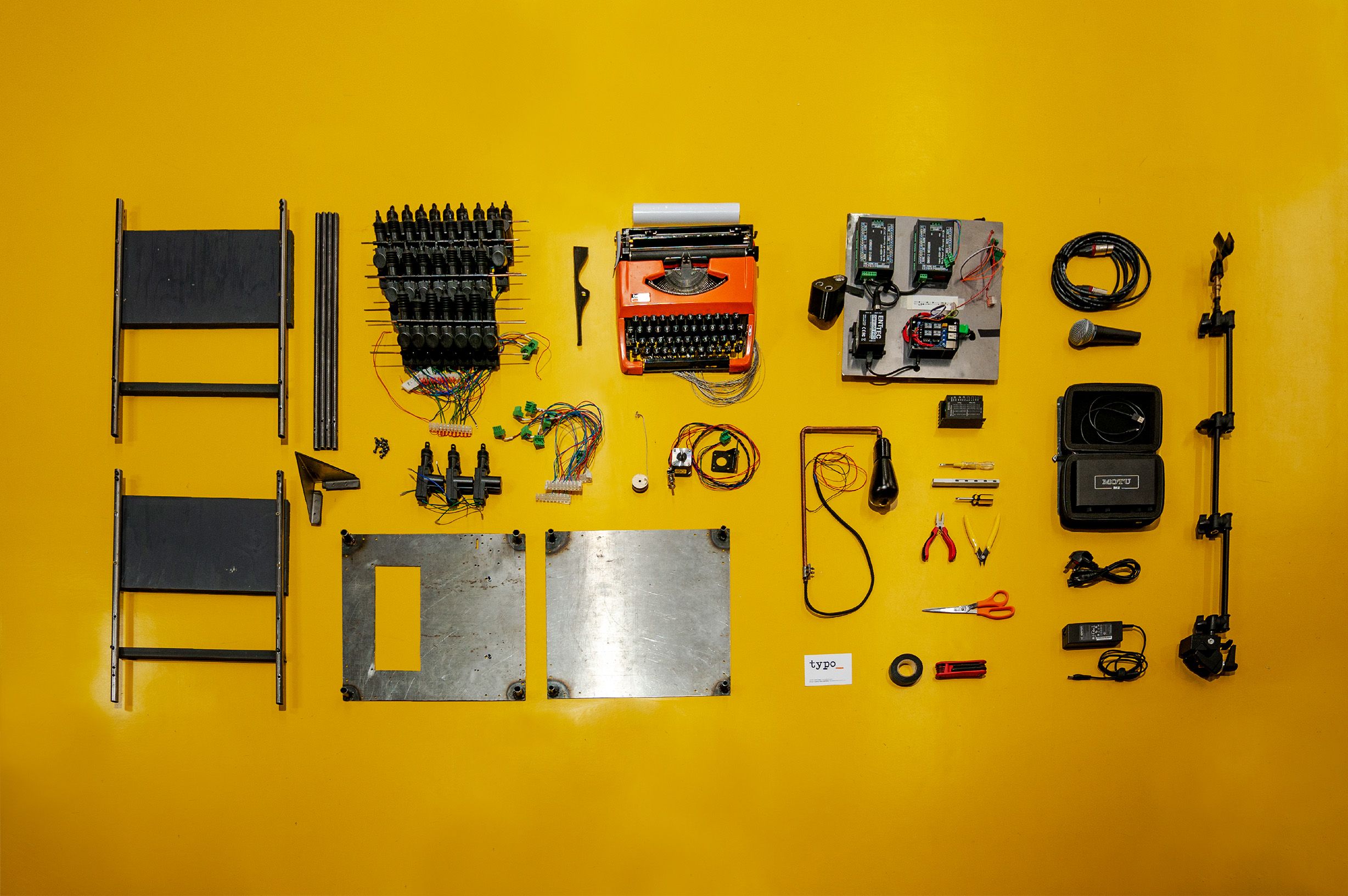 All the components of the project laid out on the floor