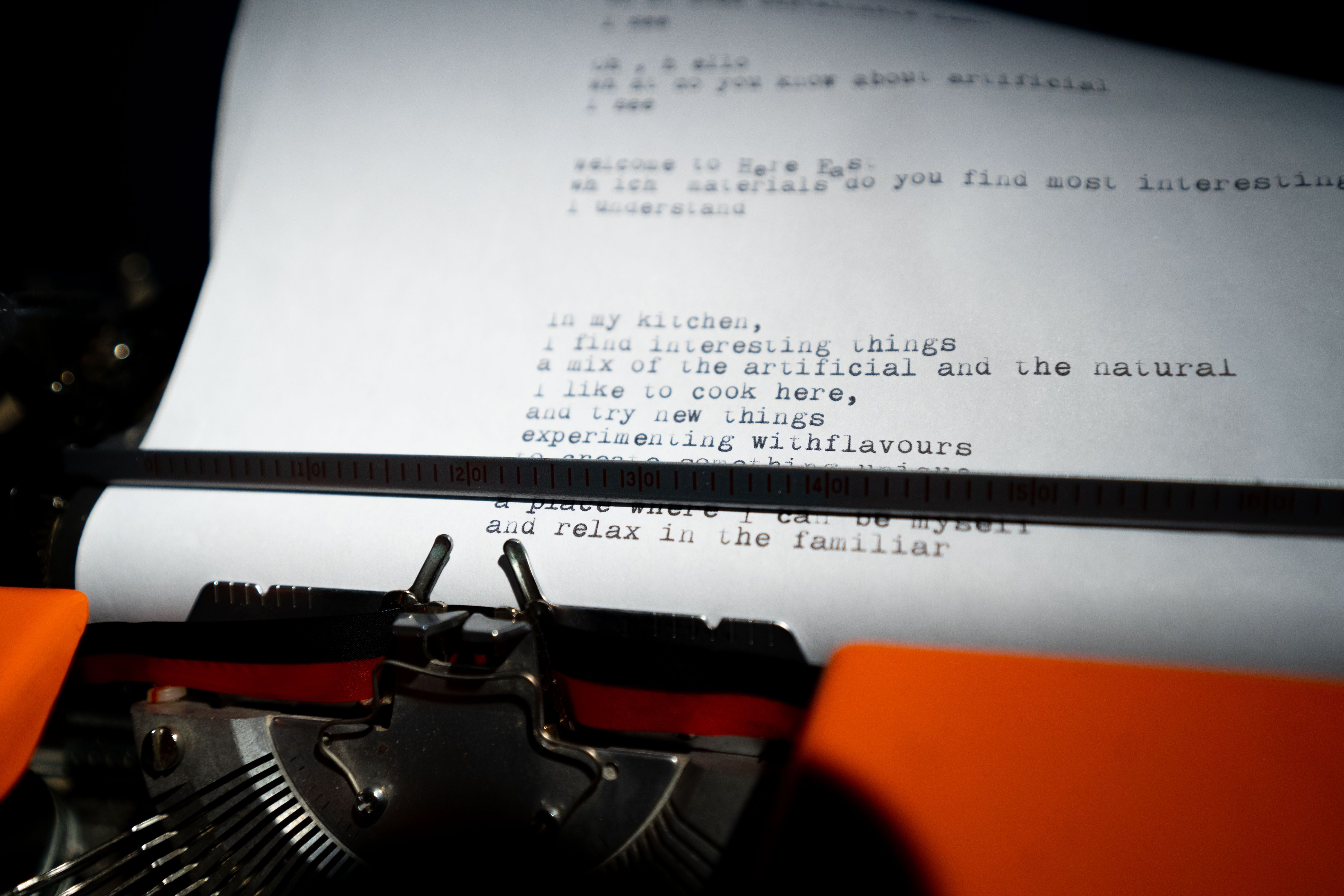 close-up of a typewriter and typed text