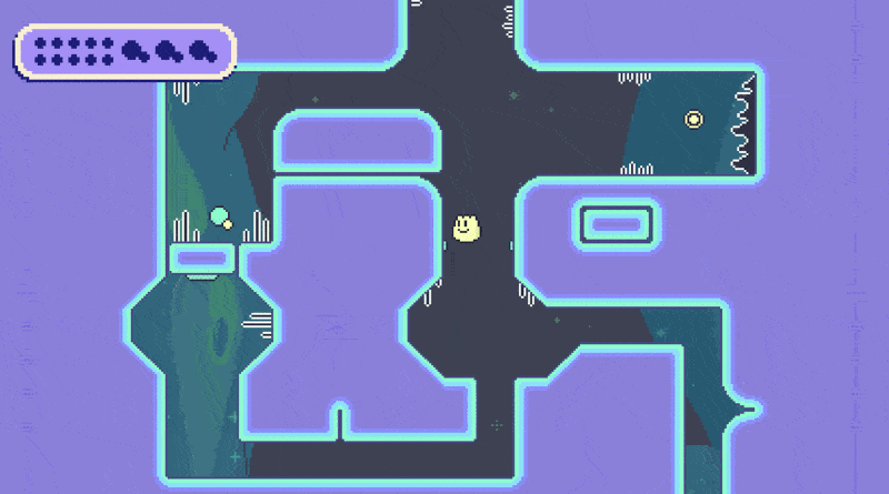 Gameplay del videojuego BeDo - mapa con personaje navegando por pasajes