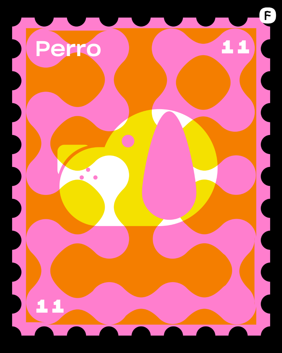 Estampilla del signo Perro - horóscopo chino para el mercado creativo 2025