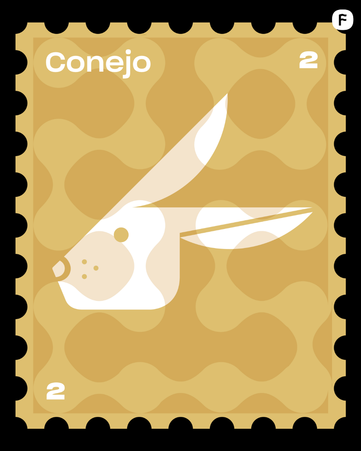 Estampilla del signo Conejo - horóscopo chino para el mercado creativo 2025