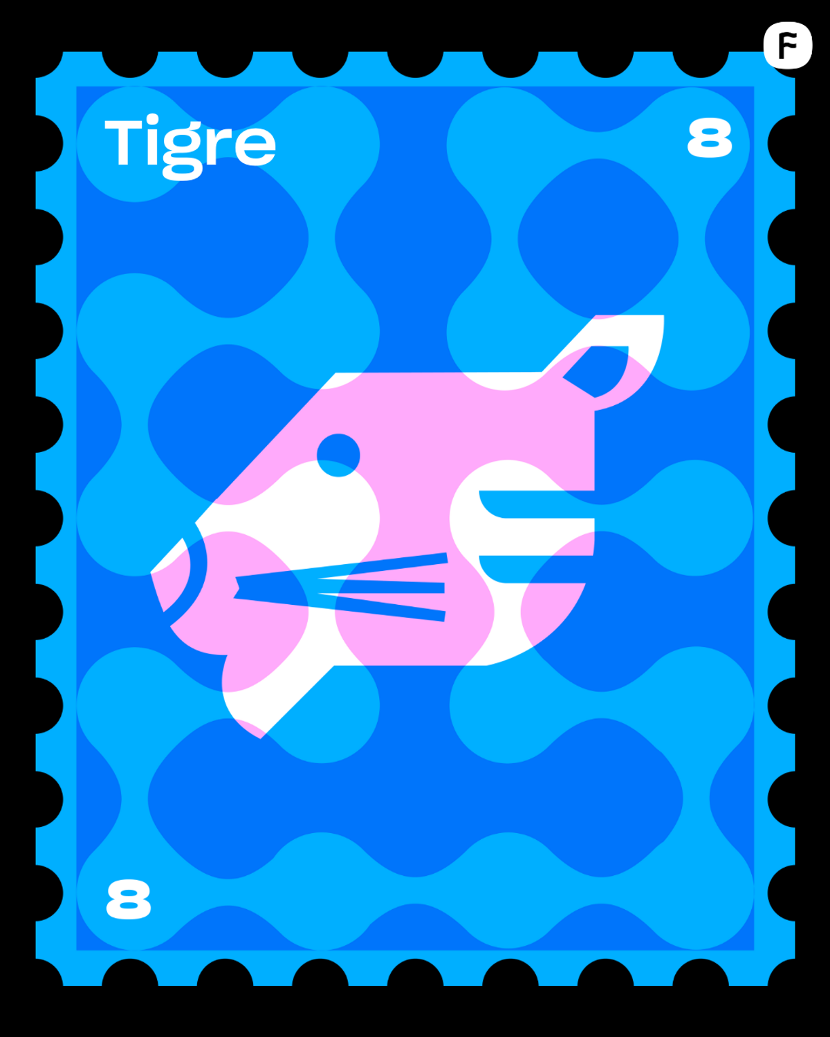 Estampilla del signo Tigre - horóscopo chino para el mercado creativo 2025