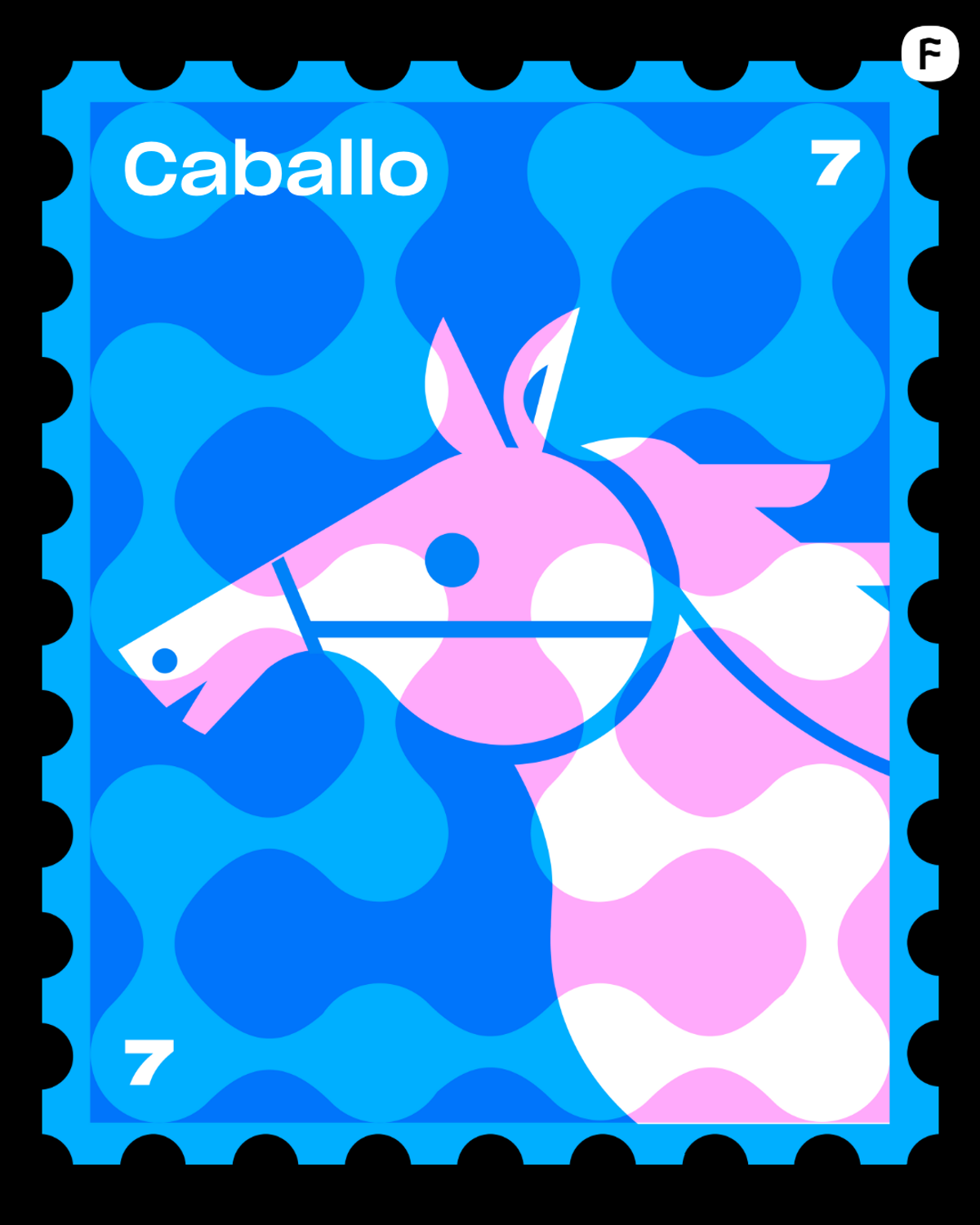 Estampilla del signo Caballo - horóscopo chino para el mercado creativo 2025