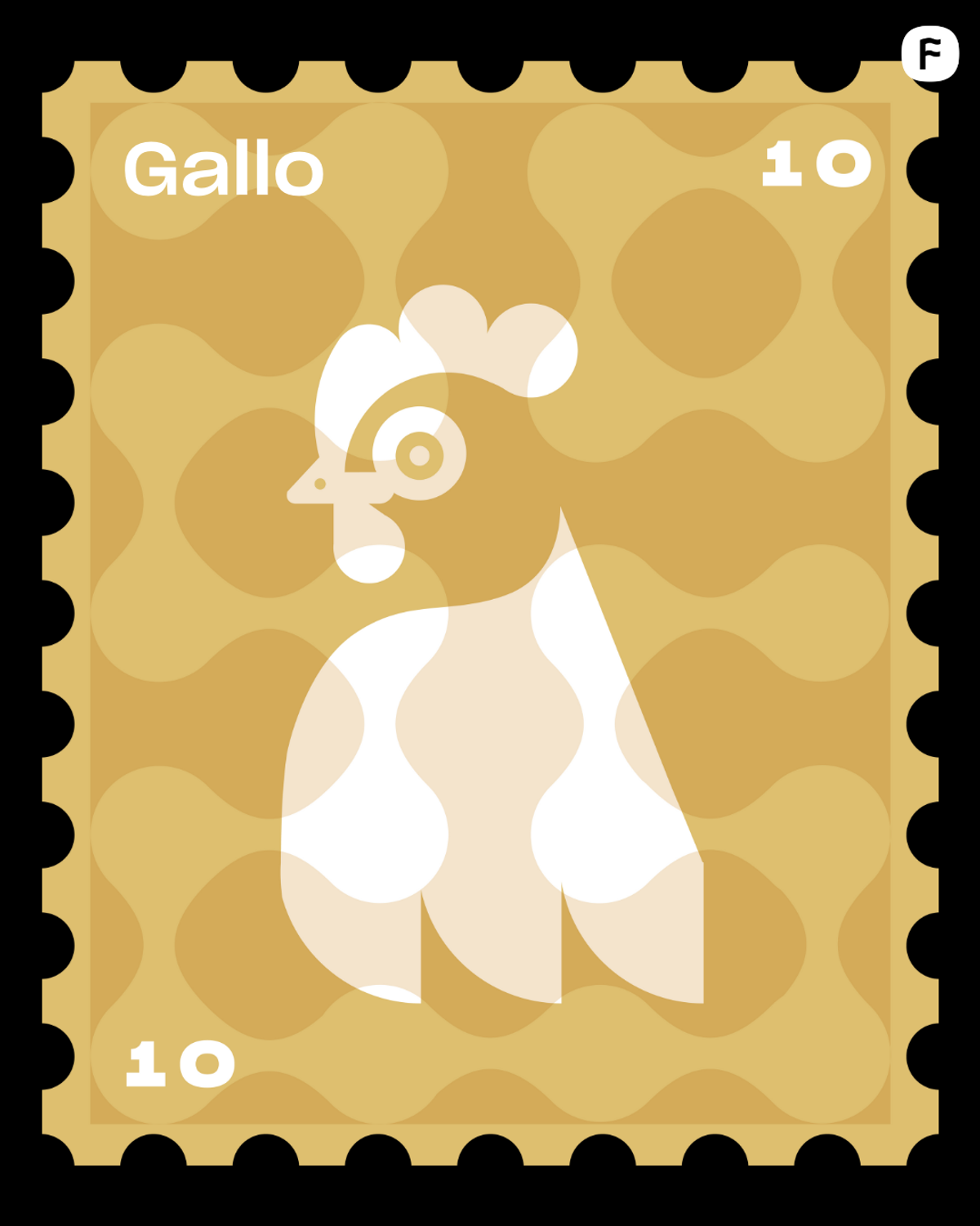 Estampilla del signo Gallo - horóscopo chino para el mercado creativo 2025