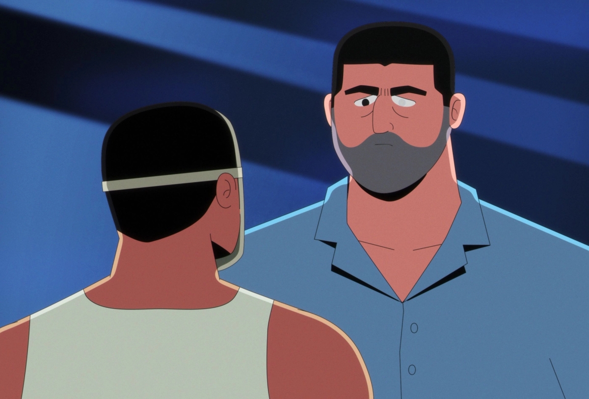 Dos personajes animados frente a frente en escena dramática - obra de Guido D.