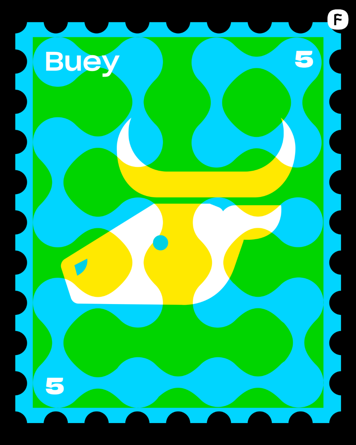 Estampilla del signo Buey - horóscopo chino para el mercado creativo 2025