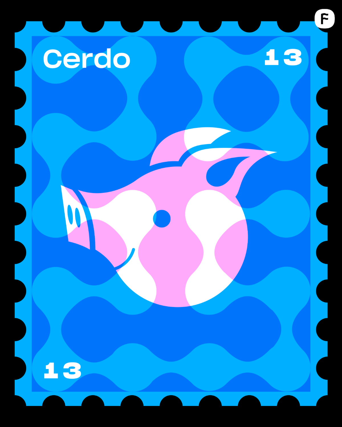 Estampilla del signo Cerdo - horóscopo chino para el mercado creativo 2025
