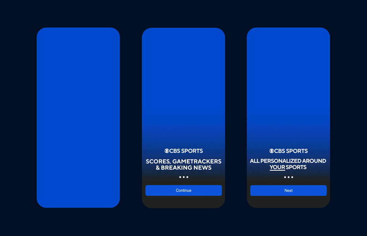 CBS Sports app onboarding animations