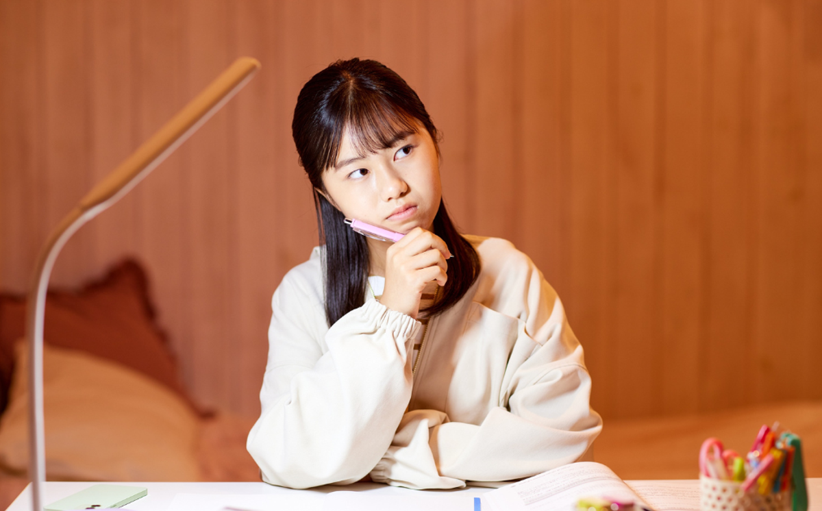 A student pondering