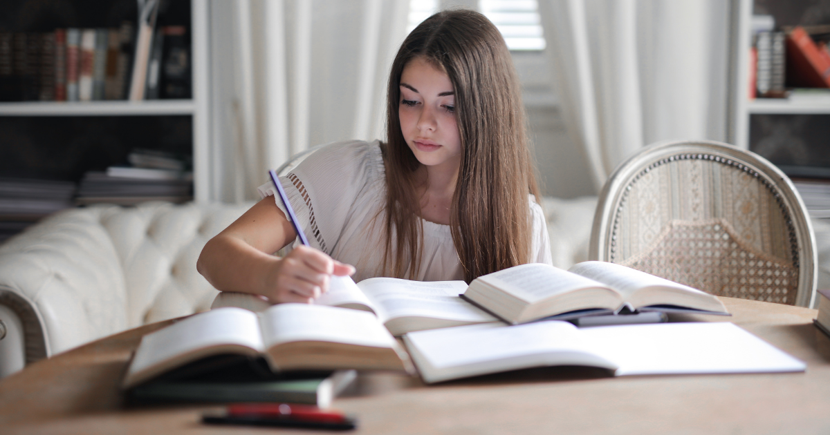 Girl studying